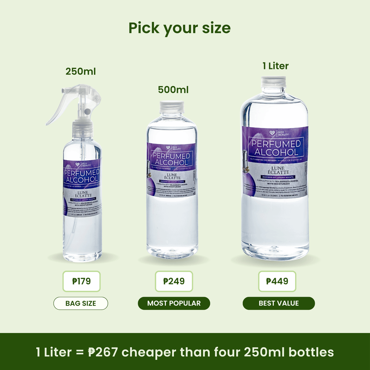 KC3 Perfumed Alcohol - 70% protection that actually smells good